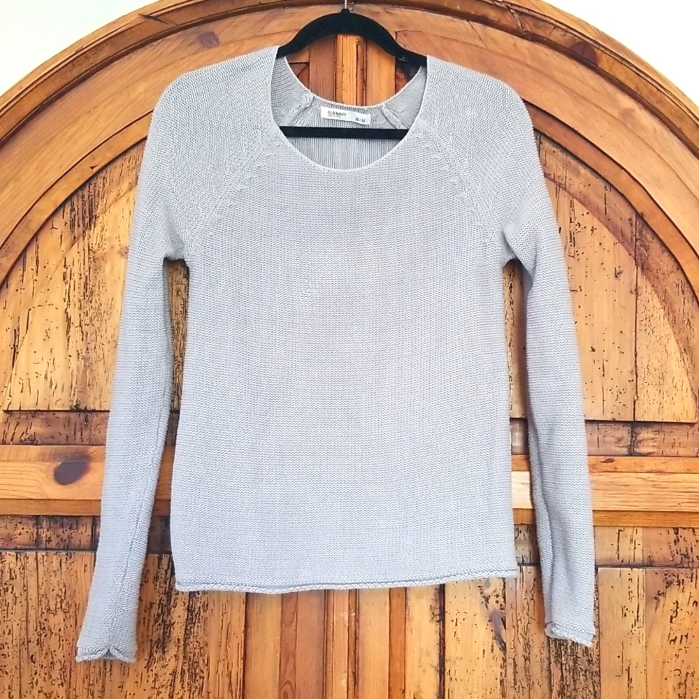 Old Navy Gray Knit Scoop Neck Sweater